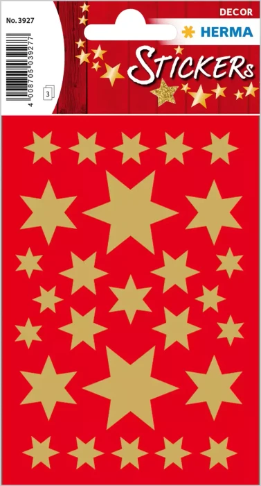 Herma Sticker "Sterne 6-zackig", versch. Größen, gold, Papier