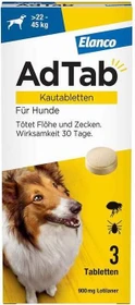 Elanco AdTab Hund 22-45kg Kautabletten gegen Zecken und Flöhe, 3 Stück