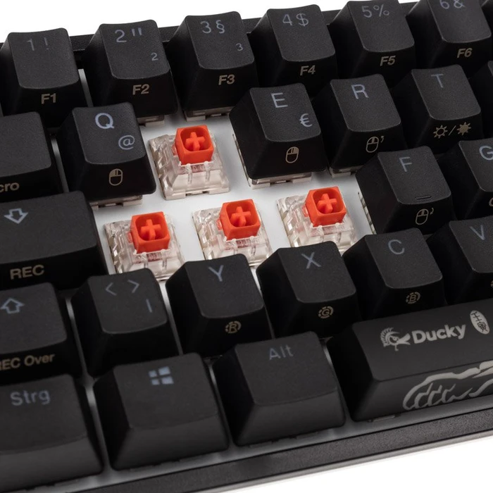 Ducky One 2 Pro Mini, PBT, schwarz, LEDs RGB, Kailh Box RED, USB, DE