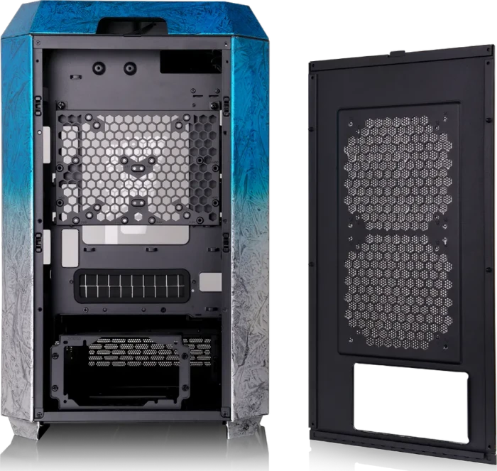 Thermaltake The Tower 300 Blue Silver, blau, Glasfenster