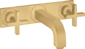 Hansgrohe Axor Citterio Waschbeckenarmatur mit Kreuzgriffen und Platte 226mm brushed gold optic