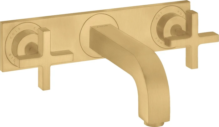 Hansgrohe Axor Citterio Waschbeckenarmatur mit Kreuzgriffen und Platte 226mm brushed gold optic