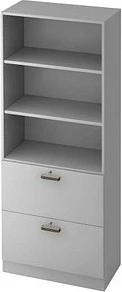 Hammerbacher HR-Schrank 5OH V7300, Streifengriff, grau/grau, Aufbewahrungskombination