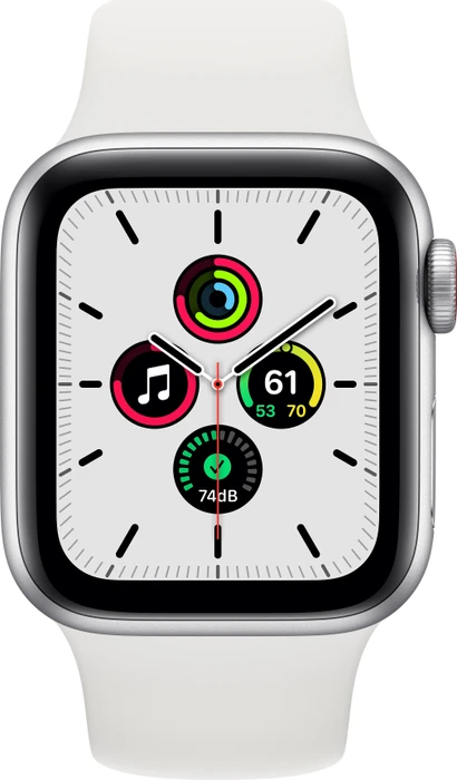 Apple Watch SE (GPS + Cellular) 40mm silber mit Sportarmband weiß