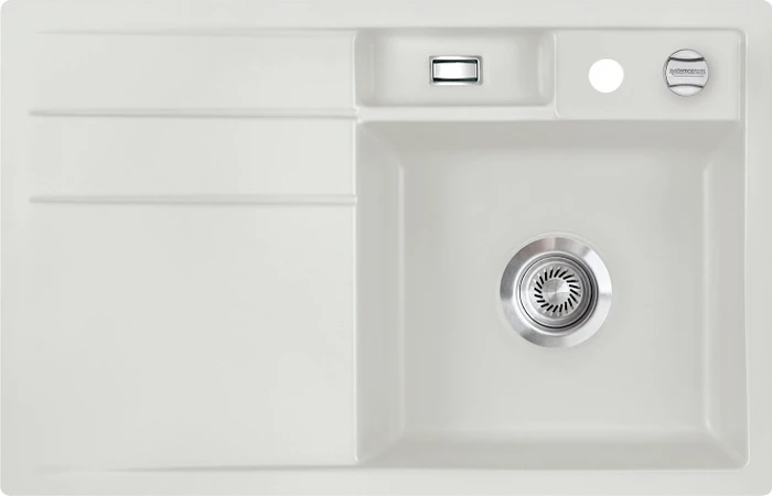 systemceram Bela 78 F Einbau Becken rechts mit Ablauffernbedienung alu