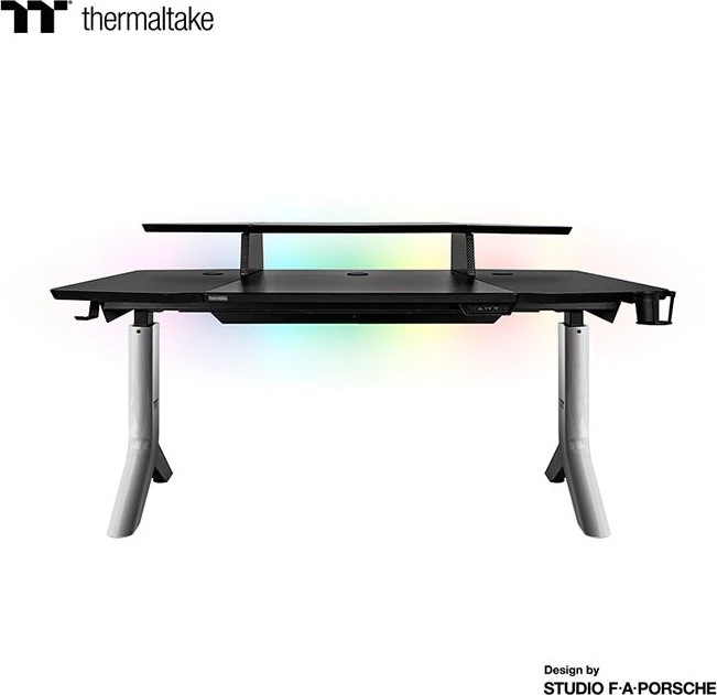 Thermaltake Argent P900 elektrisch höhenverstellbarer Sitz-Steh-Schreibtisch 165x85cm schwarz/schwarz