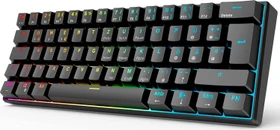 RK Royal Kludge RK61 60% Wireless, schwarz, LEDs RGB, hot-swap, RK BLUE, USB/Bluetooth, DE