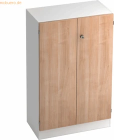 Hammerbacher Schrankwandsystem Solid 6+7 V6550, Streifengriff, weiß/nussbaum, Aktenschrank