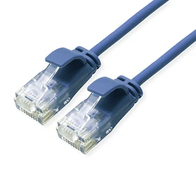 Roline / Secomp DataCenter Slim Patchkabel, Cat6a, U/UTP, RJ-45/RJ-45, 0.5m, blau
