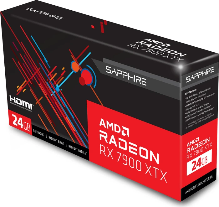 Sapphire Radeon RX 7900 XTX, 24GB GDDR6, HDMI, USB-C, 2x DP, lite retail