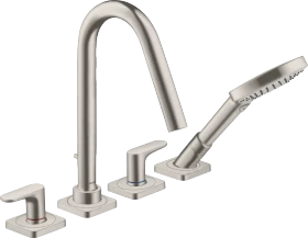 Hansgrohe Axor Citterio M 4-Loch Fliesenrandarmatur mit Hebelgriffen und Rosetten edelstahloptik