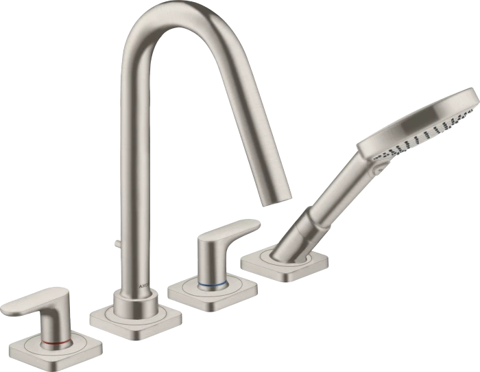 Hansgrohe Axor Citterio M 4-Loch Fliesenrandarmatur mit Hebelgriffen und Rosetten edelstahloptik