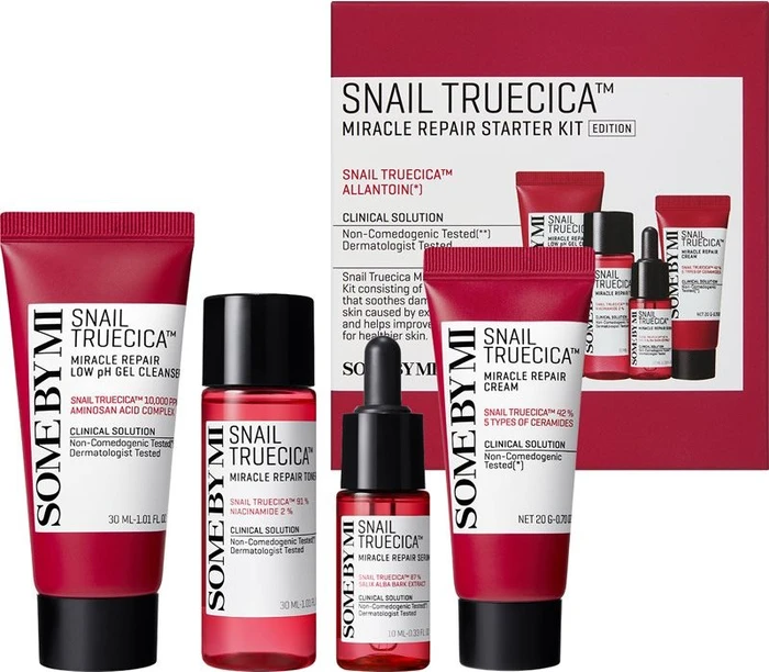 Some by Mi Snail Truecica Miracle Repair Creme 20g + Cleanser 30ml + Toner 30ml + Serum 10ml Starter Kit Geschenkset