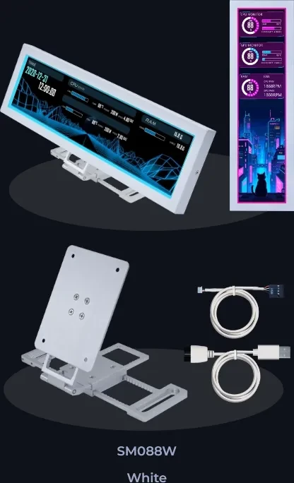Lian Li 8.8" Universal Screen, Hardware Monitor, weiß, 8.8"