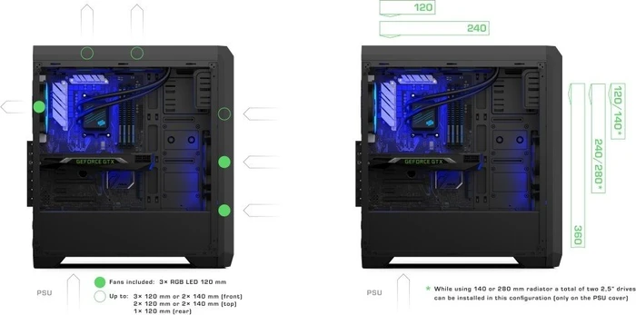 Endorfy SilentiumPC Regnum RG4T RGB Pure Black, Glasfenster