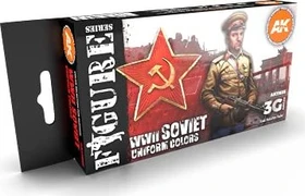 AK-Interactive 3rd Gen Acrylic Colors Figure Series WWII Soviet Uniform Colors Farbset, 6-tlg.