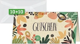 Sigel Gutscheinkarten Motiv Colorful Plants Universalpapier weiß, 210x105mm, 240g/m², 10 Blatt