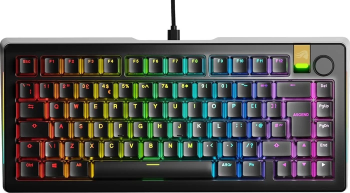 Glorious GMMK 3 Pro HE 75% Pre-built Gaming Keyboard, schwarz, LEDs RGB, Glorious Fox HE, USB, UK