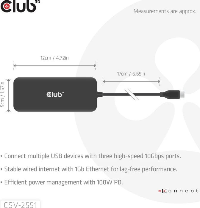 Club 3D 8-in-1 Hub, USB-C 3.1 [Stecker]