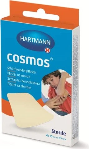 Hartmann cosmos Schürfwundenpflaster steril, 4.5 x 6.5cm, 4 Stück