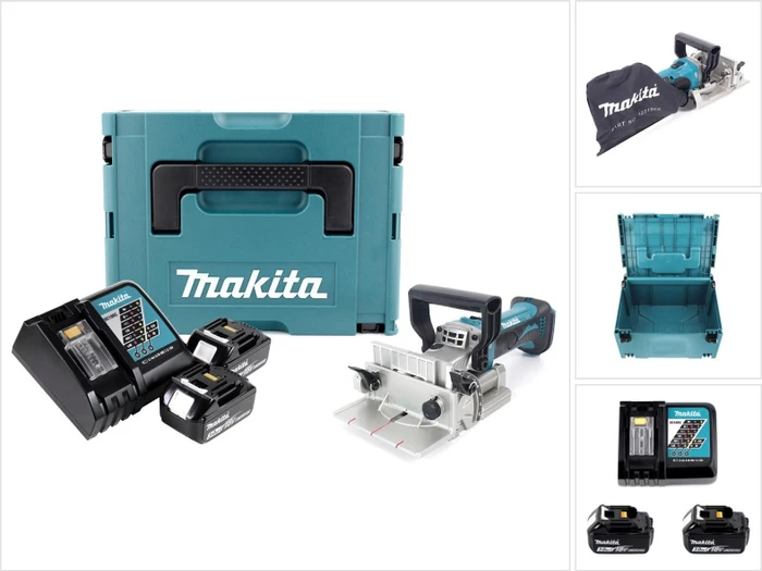 Makita BPJ180RFJ Akku-Flachdübelfräse inkl. MAKPAC + 2 Akkus 3.0Ah
