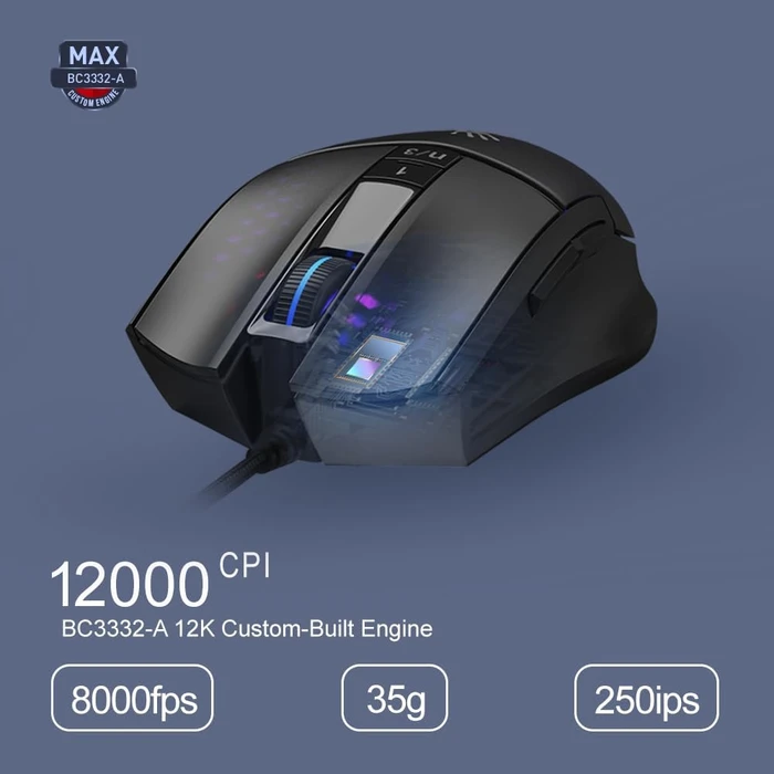 A4Tech Bloody L65 MAX RGB Gaming Mouse, Stone Black, USB