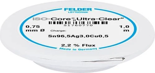 Felder ISO-Core Ultra Clear SAC305 Sn96.5Ag3Cu Lötzinn 0.75mm, 100g