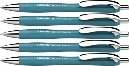 Schneider Slider Rave XB Kugelschreiber türkis/silber, 5er-Pack