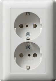 Gira SCHUKO-Doppelsteckdose 16A 250V mit Vollplatte, reinweiß seidenmatt