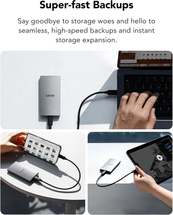 Lexar ES3 Portable SSD, 2TB, USB-C 3.1