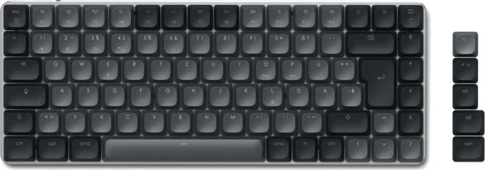 Satechi SM1 Slim Mechanical Backlit BT Keyboard, Dark, grau/schwarz, low-profile BROWN Switches, USB/Bluetooth, DE