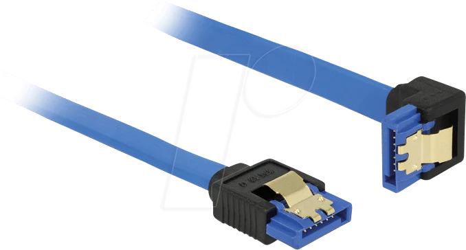 DeLOCK SATA 6Gb/s Kabel blau 0.3m, gerade/unten gewinkelt