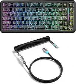 Attack Shark X82PRO HE Magnetic 75% inkl. Spiralkabel, schwarz mit Kontur, LEDs RGB, Outemu White Jade Magnetic, USB/Bluetooth, US