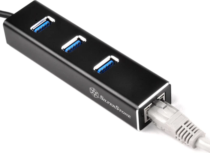 SilverStone EP04 Hub, LAN-Adapter, RJ-45, USB-A 3.0 [Stecker]