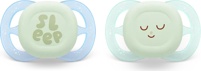 Philips Avent SCF075/18 ultra start Nighttime Beruhigungsschnuller, 0-2M, Silikon, blau/grün, 2 Stück