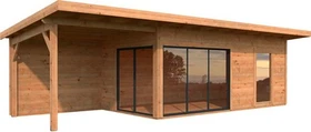 Palmako Andrea 17.1m²+7.9m² Slide Gartenhaus hellbraun tauchgrundiert
