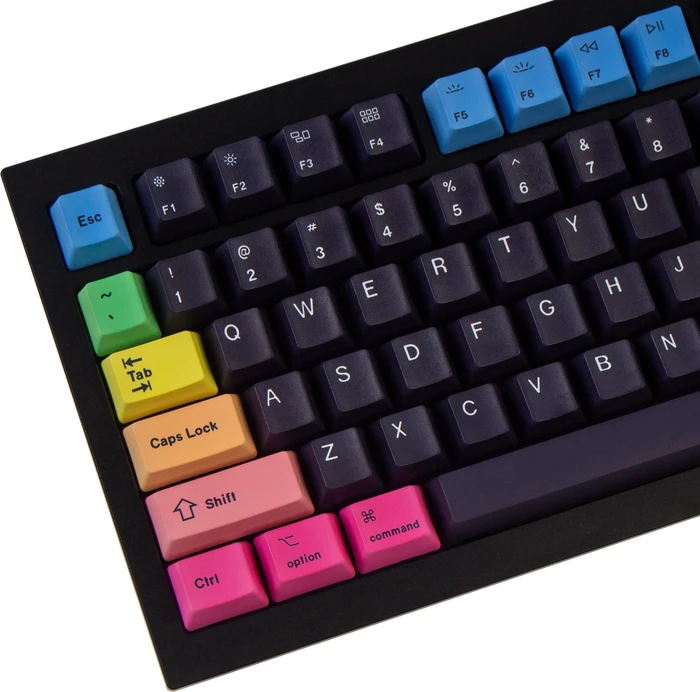 Keychron Q1/Q2/K2 OEM Dye-Sub Keycap-Set Rainbow, Kunststoff (PBT), Rainbow, mehrfarbig/schwarz, 97 Tasten (83+14), ANSI-US