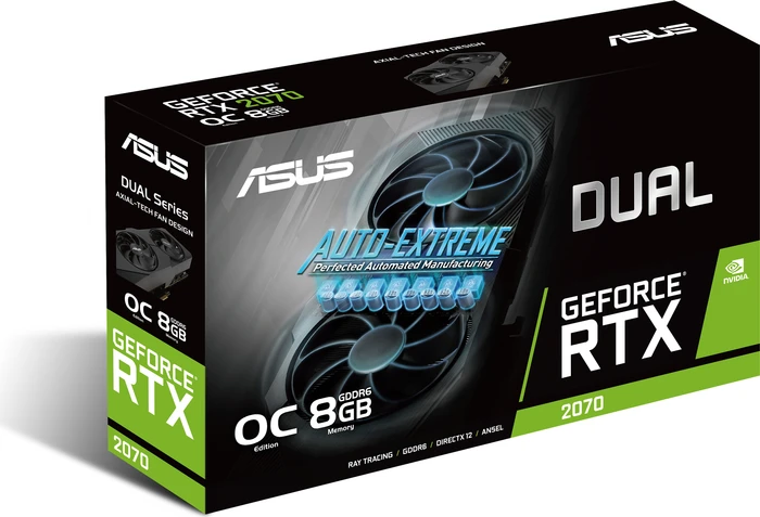 ASUS Dual GeForce RTX 2070 OC V2, DUAL-RTX2070-O8G-EVO-V2, 8GB GDDR6, DVI, 2x HDMI, DP