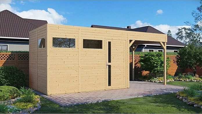 Bertilo Cubus 3 Gartenhaus Lounge 558x234cm