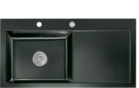 systemceram Mera 100 SL Einbau Becken links mit Ablauffernbedienung nero