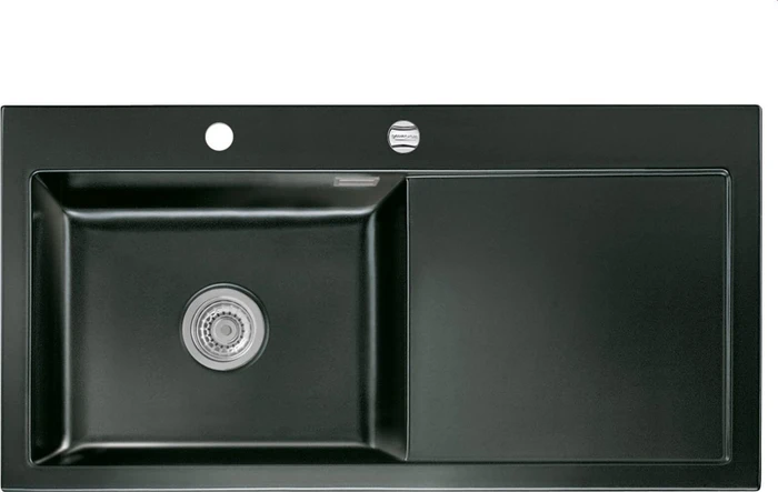 systemceram Mera 100 SL Einbau Becken links mit Ablauffernbedienung nero