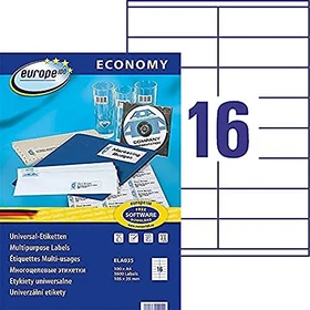 europe100 Etiketten, 105x35mm, weiß, 100 Blatt (1600 Etiketten)