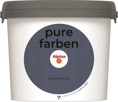 Alpina Farben Pure Farben Wandfarbe nachtblau innen blau, 2.5l