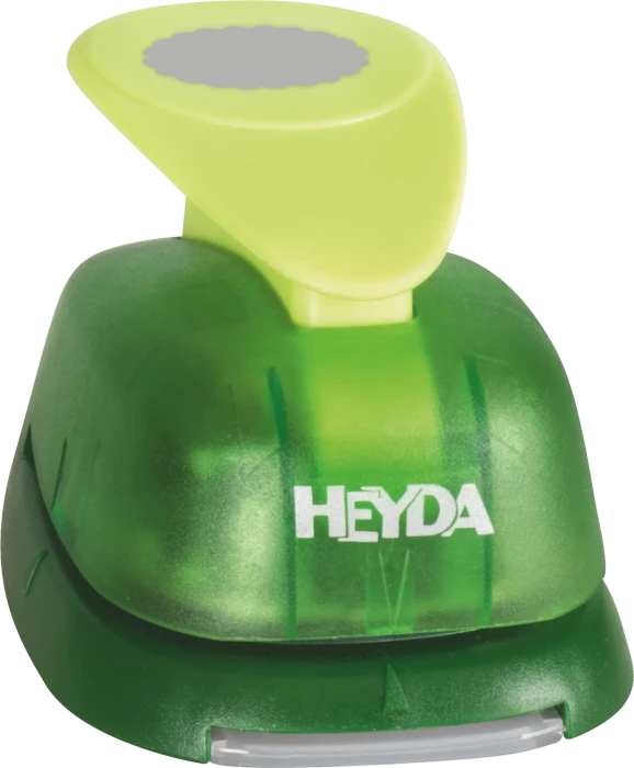 Heyda Hebel-Motivstanzer XL, Oval geriffelt, gelb/grün, 38mm