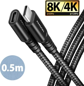 Axagon USB-C Verlängerung, USB 3.2 Gen2x2, 20Gb/s, 8K60Hz, 240W PD EPR, USB-C [Stecker] auf USB-C [Buchse], Verlängerungskabel C/C, 0.5m (BUCM32-CF05AB)