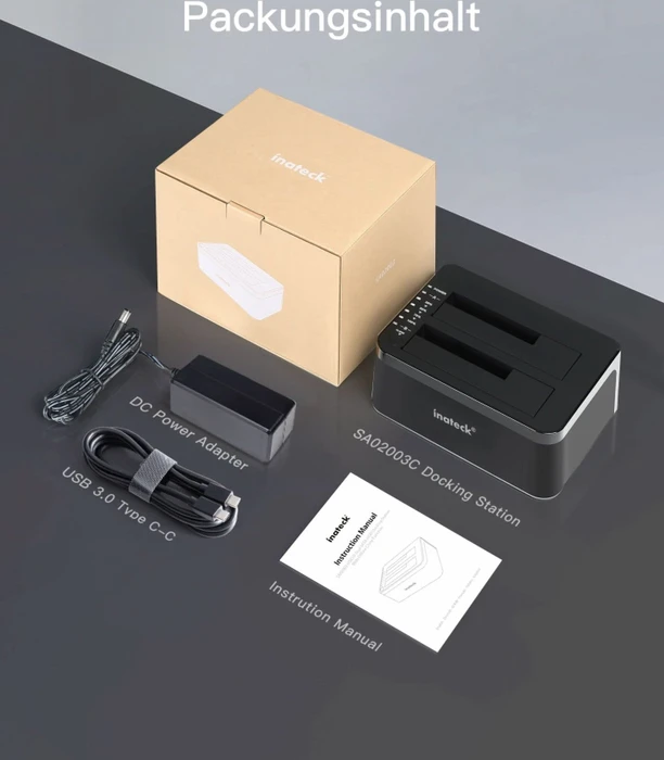 Inateck RGB Festplatten Dockingstation mit Offline-Klonfunktion, USB-C 3.0