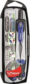 Maped Technic Compact Zirkelkasten 5-teilig, silber/grau/blau, Klappdeckeletui
