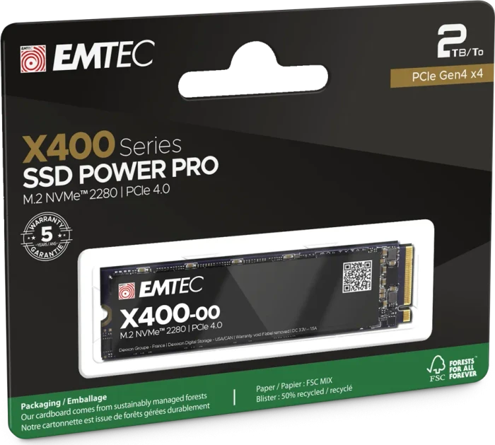 Emtec X400 SSD Power Pro 2TB, M.2 2280 / M-Key / PCIe 4.0 x4