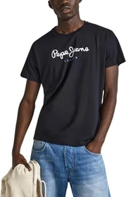 Pepe Jeans Logo Regular Fit T-Shirt kurzarm schwarz (Herren)