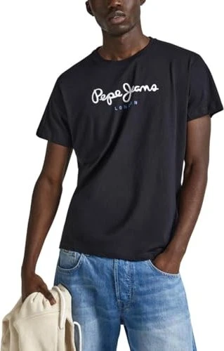 Pepe Jeans Logo Regular Fit T-Shirt kurzarm schwarz (Herren)